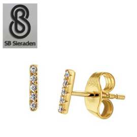 14krt gouden oorknopjes met 5 diamantjes