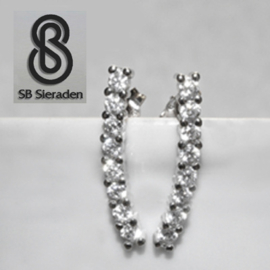 Zilveren BOOG Oorknopjes met Zirconia's