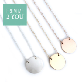 Ketting met glimmend rond plaatje - From Me To You - Goldfilled-14k