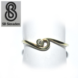 14krt gouden ring - FANTASIE model met een zirconia