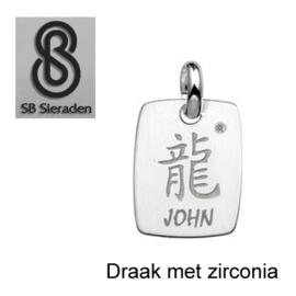 Chinees sterrenbeeld met zirconia - handgemaakt van Echt zilver.
