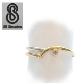 14krt  tricolor gouden ring met ZIRCONIA