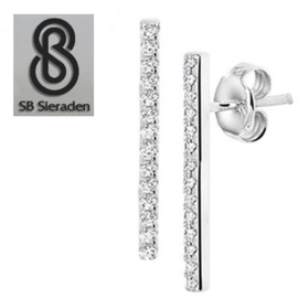 Oorknopjes STAAFJES  Echt zilver met zirconia's
