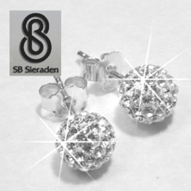Zilveren oorknopjes met glinsterbollen
