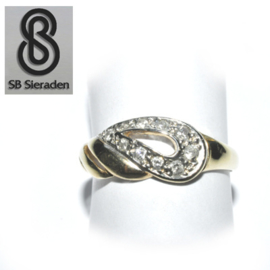 14krt gouden ring - FANTASIE model met zirconia's