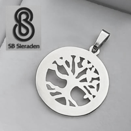 14krt WIT gouden TREE of LIFE hanger 24mm