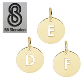 Gouden letter bedel - Hanger rondje - grotere variant
