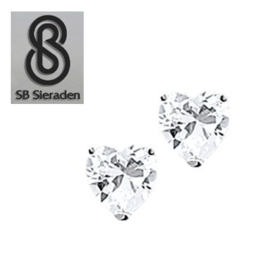 Oorknopjes HARTJES  Echt zilver met zirconia's