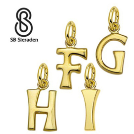 Gouden letter bedel - Hanger geheel glad.