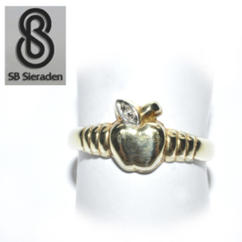 14krt  geel gouden ring APPEL met DIAMANT