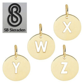 Gouden letter bedel - Hanger rondje - grotere variant