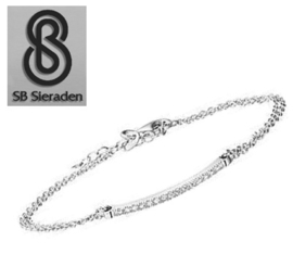 Fijne armband - met zirconia's staafje - Echt Zilver 925