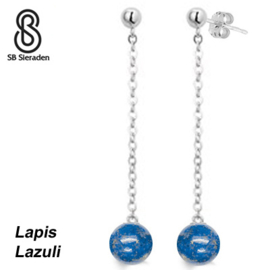 Oorhangers met stekers.  Handgemaakt - ECHT ZILVER - LAPIS LAZULI