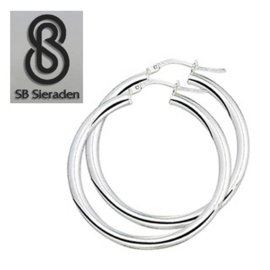 Dikke Buis creolen - Echt zilver 925 - 4mm dikte - diverse maten