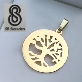 14krt gouden TREE of LIFE AS hanger 24mm