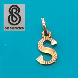 14krt gouden bedel letter S - EENMALIGE AANBIEDING!