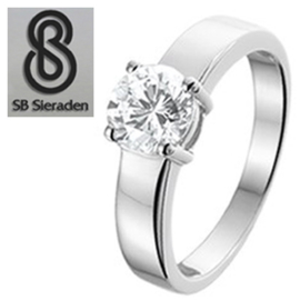 Solitair ring in ZIlver