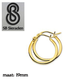 Gouden creolen Vierkante buis 19mm diameter