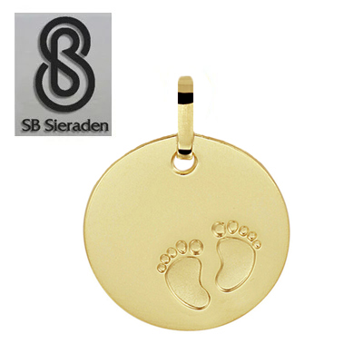 Gouden graveerhanger - Babyvoetjes