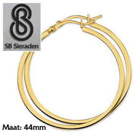 Gouden creolen Vierkante buis 44mm diameter