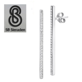 Oorknopjes STAAFJES  Echt zilver met zirconia's