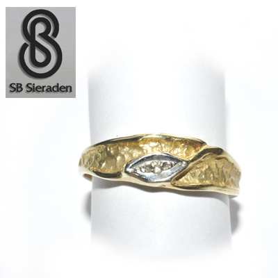 wenkbrauw uitroepen Kwelling 14krt gouden ring SCANDINAVISCH DESIGN met Diamant | Ringen | SB-Sieraden