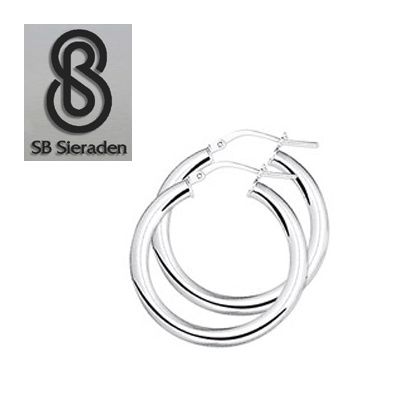 Dikke Buis creolen - Echt zilver 925 - 4mm dikte - maten | Zilveren oorbellen | SB-Sieraden