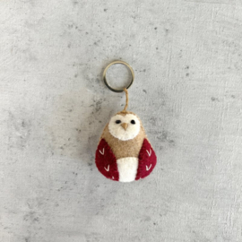 Keyring owl creme SET 3