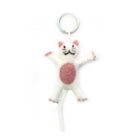 Keyring cat white SET 3