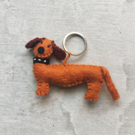 Keyring sausage dog brown SET 3