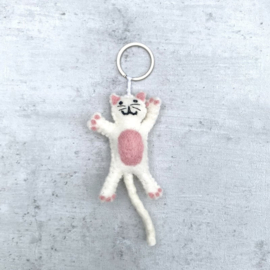 Keyring cat white SET 3