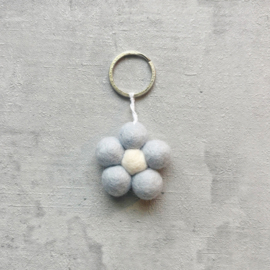 Keyring Flower blue/white SET 3