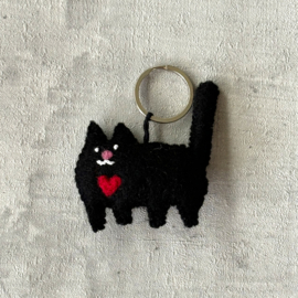 Keyring kat LOVE zwart