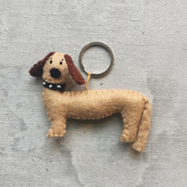 Keyring sausage dog creme SET 3