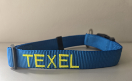 Halsband Nylon turquoise (incl borduring naar wens)