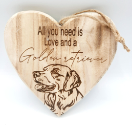 Houten hart Golden Retriever