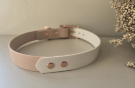 Halsband biothane 2 kleuren (incl bedrukking naar wens)