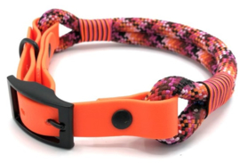 Halsband touw met biothane (Licht roze-Roze-Oranje-Rood-Zwart)