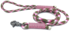 Hondenlijn touw (Olijfgroen-Roze-Licht roze)