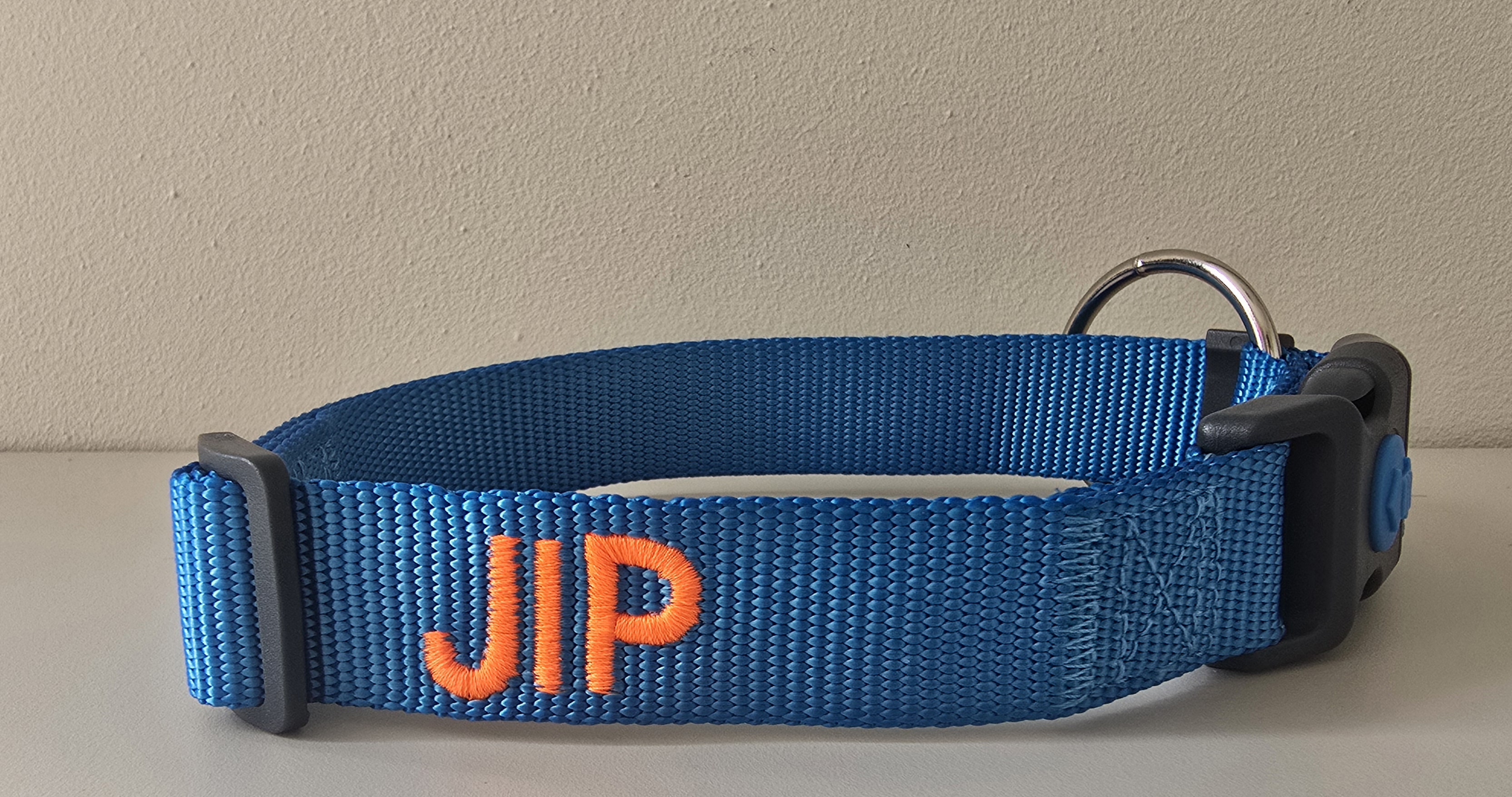 Halsband Nylon turquoise (incl borduring naar wens)