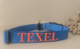 Halsband Nylon turquoise (incl borduring naar wens)