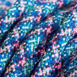 Halsband touw met biothane (Licht roze-blauw-mint-zwart)