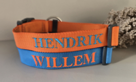 Halsband Nylon turquoise (incl borduring naar wens)