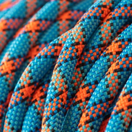 Halsband touw met biothane (oranje-zwart-blauw)