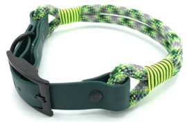 Halsband touw met biothane (donkergroen-neon groen-neongeel-zwart)