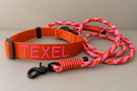 Hondenlijn touw (Roze-Oranje-Rood))