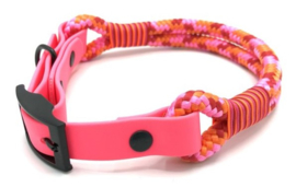 Halsband touw met biothane (Roze-Oranje-Rood