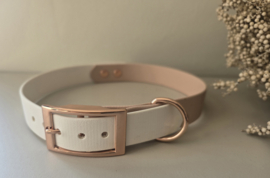 Halsband biothane 2 kleuren (incl bedrukking naar wens)