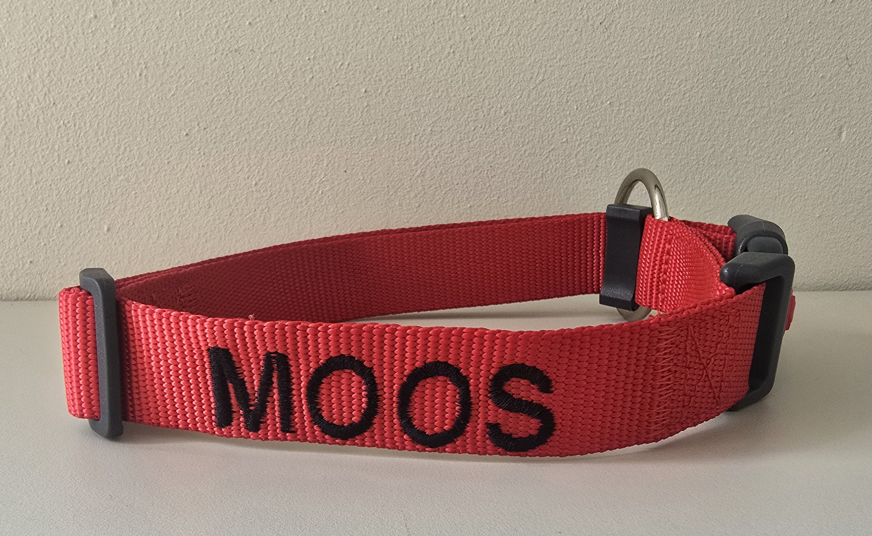 Halsband Nylon Rood (incl borduring naar wens)