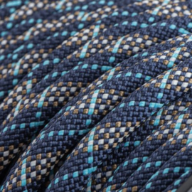 Halsband touw met biothane (Donker blauw-Turquoise-Bruin)